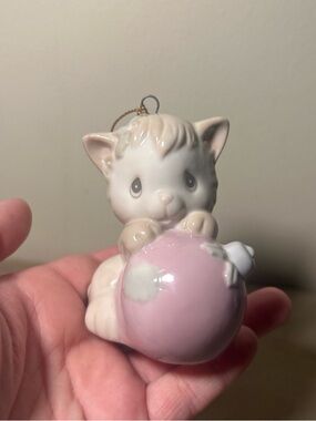 Precious Moments Pink and Cream Kitten Ornament